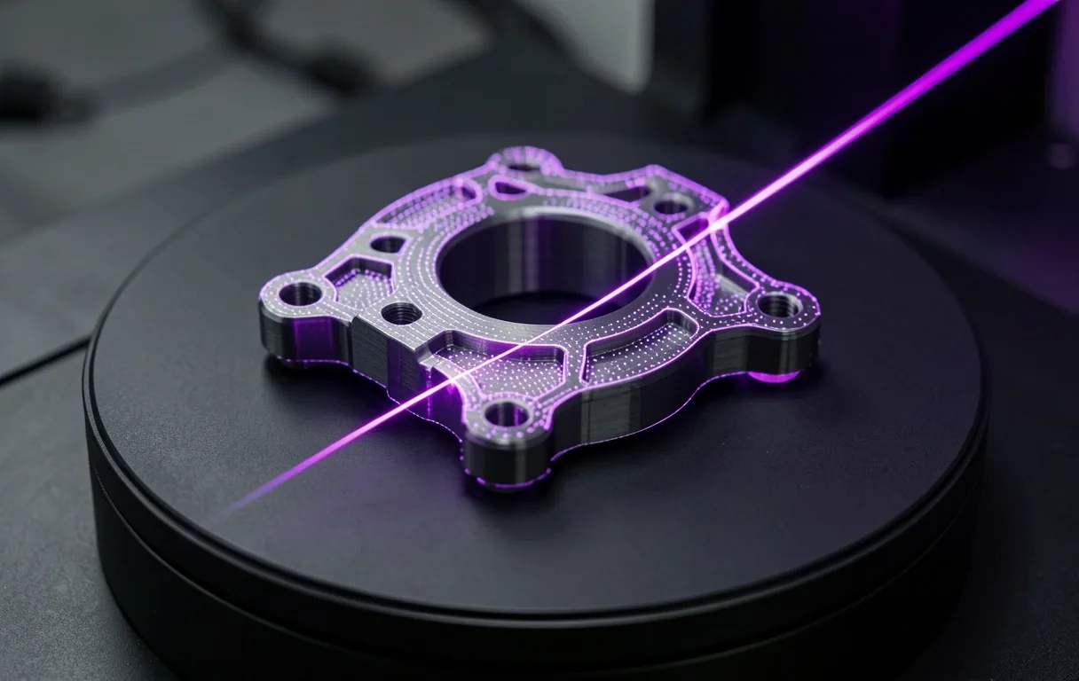 Escaneo 3D de pieza mecánica con láser violeta