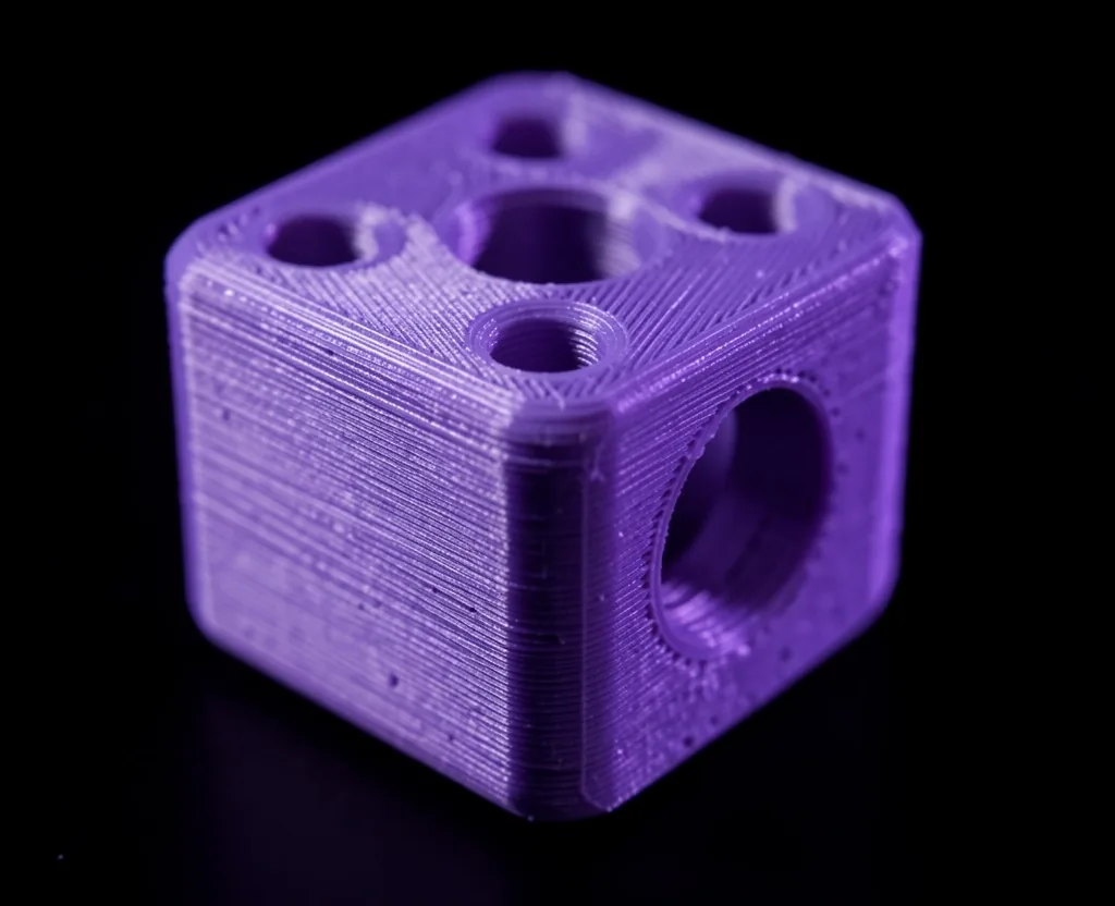 Detalle de impresión 3D con líneas de capa visibles