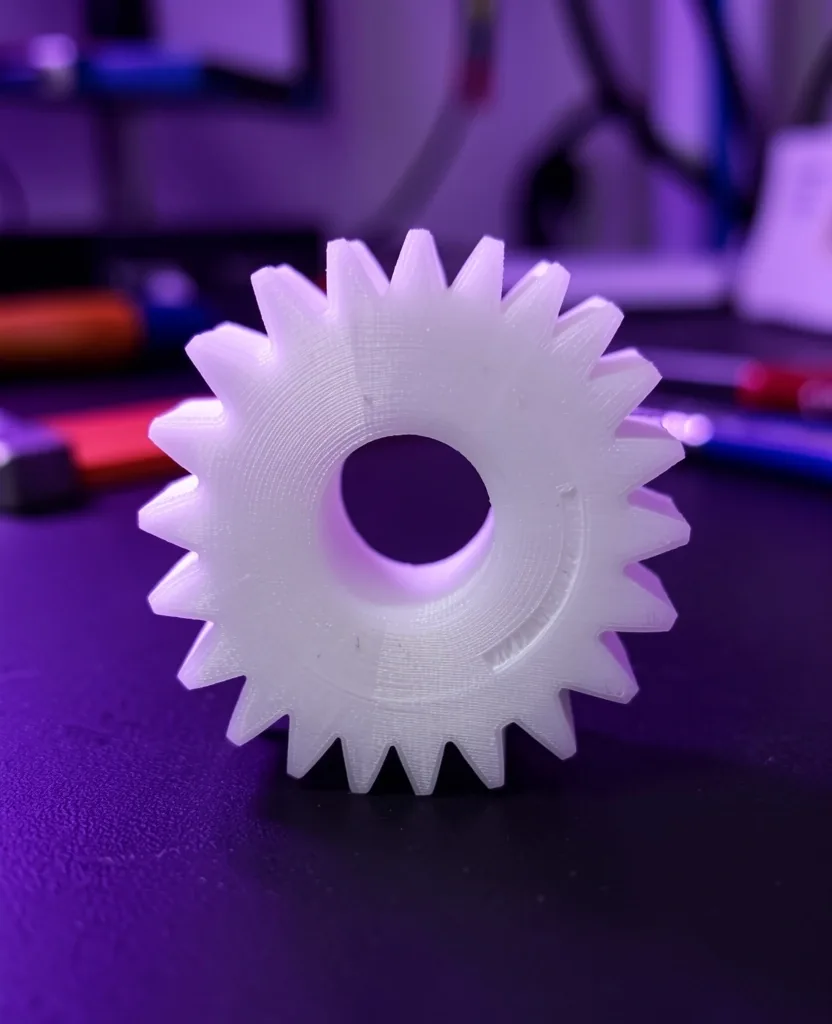 Engrane industrial de nylon impreso en 3D