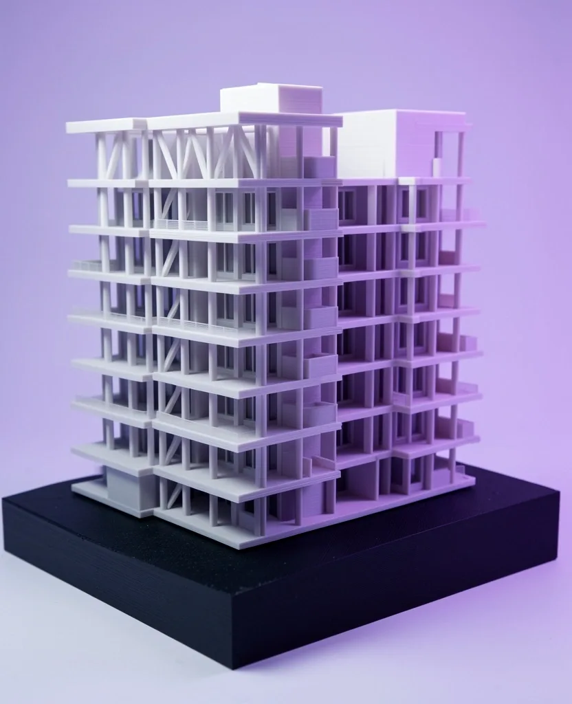Maqueta arquitectónica impresa en 3D a escala de proyecto inmobiliario