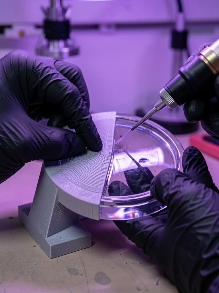 Post-procesado de pieza impresa en 3D con lijado químico