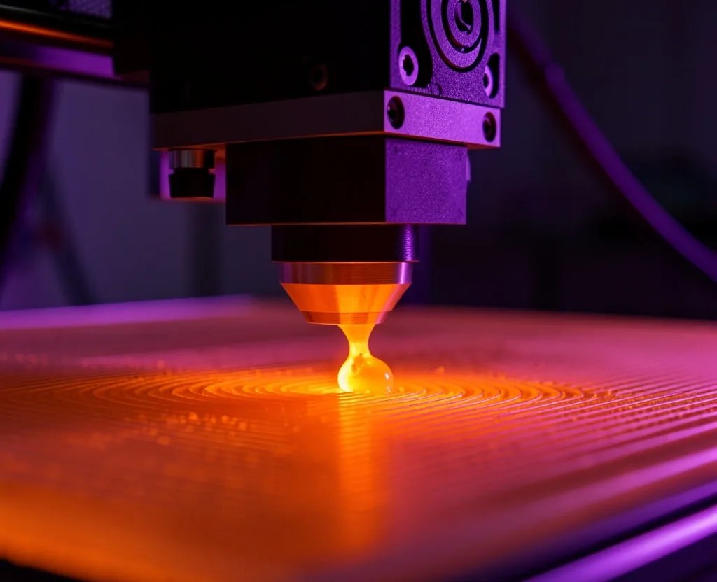 Extrusor de impresora 3D depositando material